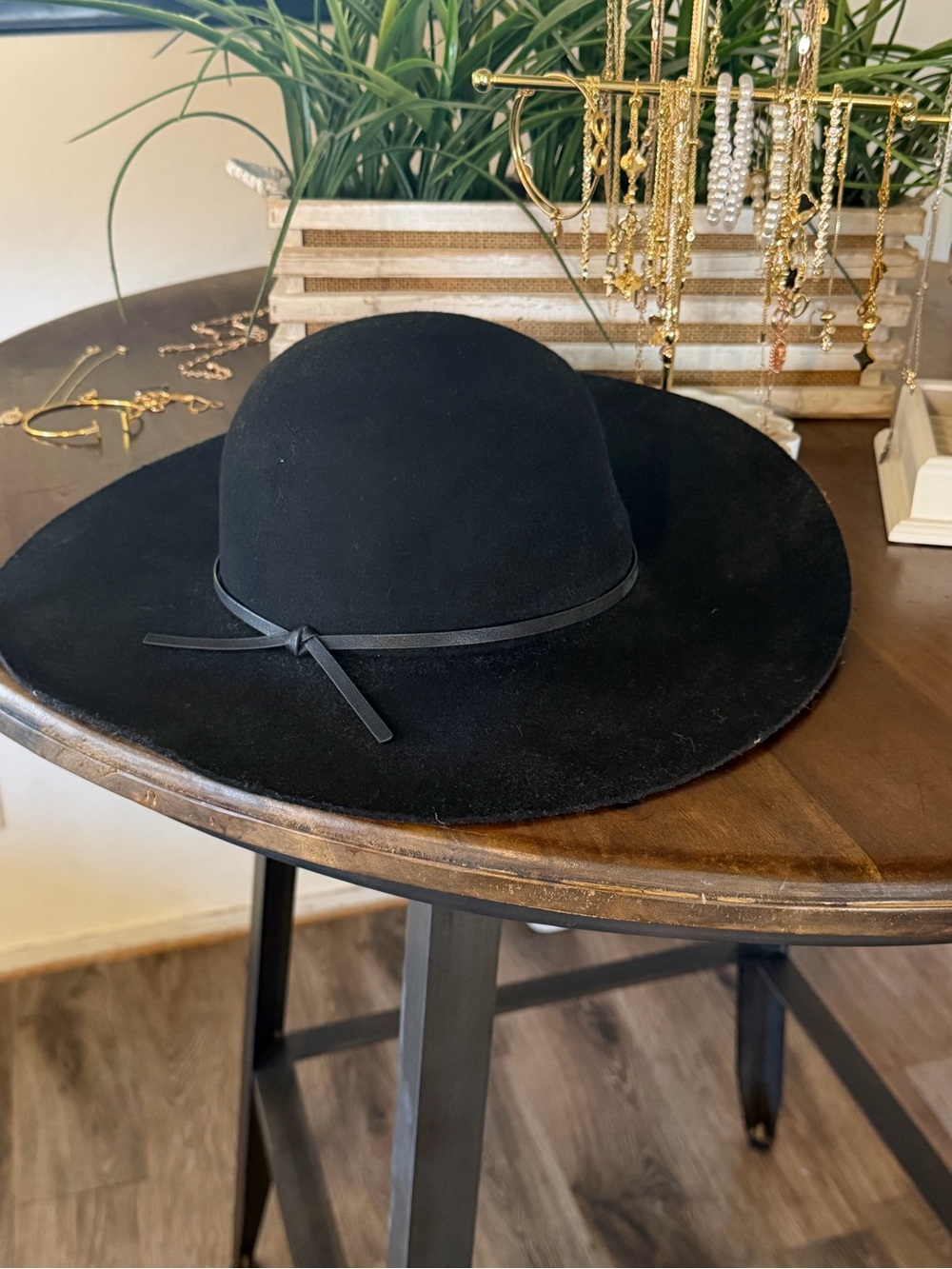 NWT A New Day 100% Wool Black Wide Brim Fedora Hat | One Size